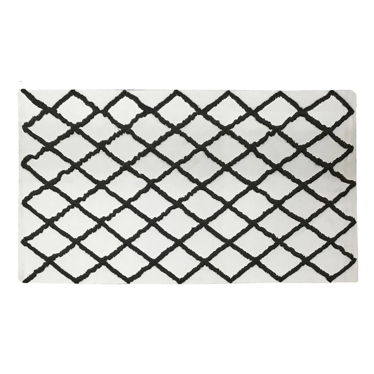 Tapis rectangulaire coton tufté blanc noir 120x170 cm < Gifi Online