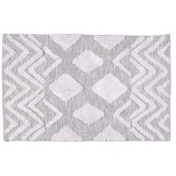 Tapis rectangulaire coton tufté gris 90x60 cm