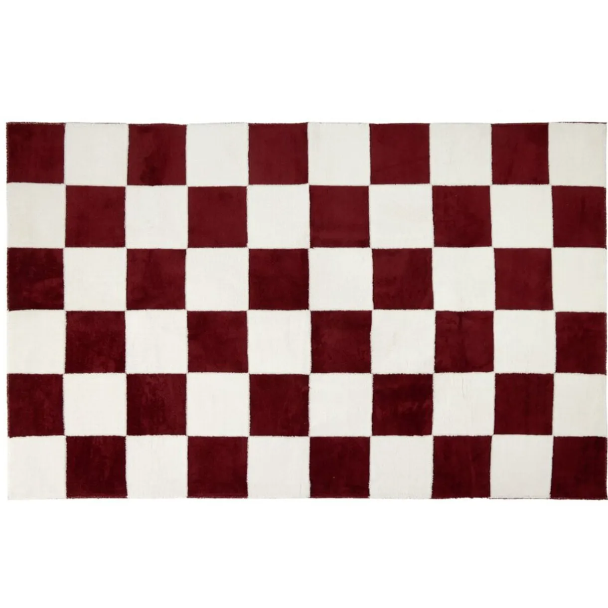 Tapis rectangulaire damier polyester 114x190cm (2 modèles beige ou rouge) < Gifi New