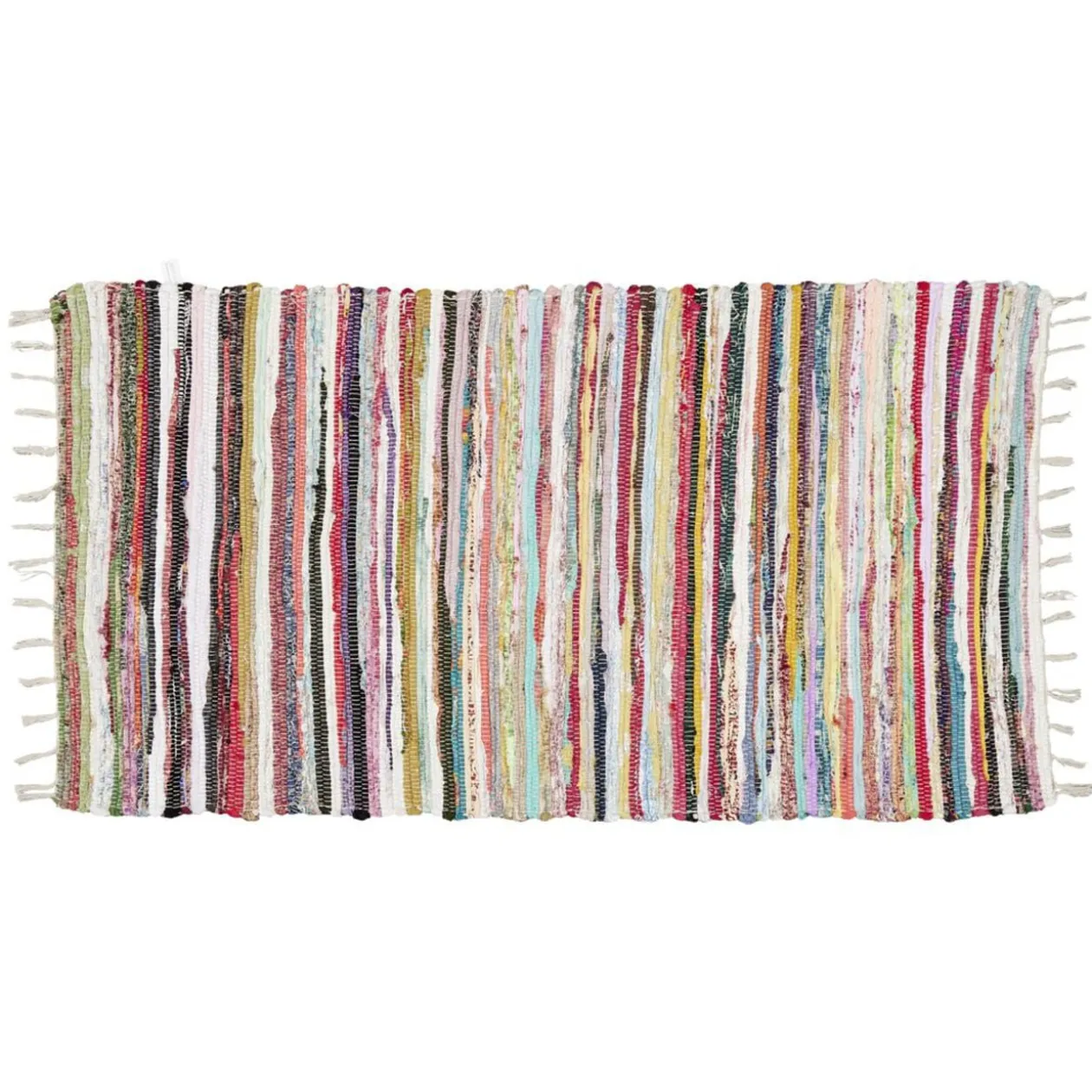 Tapis rectangulaire déco chindi rayures multicolores 70x140cm