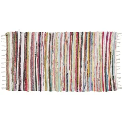 Tapis rectangulaire déco chindi rayures multicolores 60x80cm < Gifi Discount