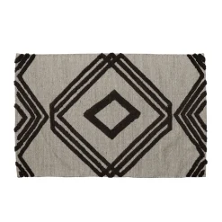 Tapis rectangulaire en jute motif tufté gris noir 120x170 cm