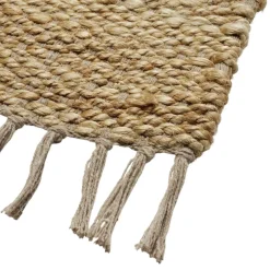Tapis rectangulaire à franges en jute et coton marron 60x180cm