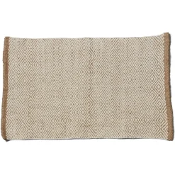 Tapis rectangulaire jute beige blanc 60x90 cm