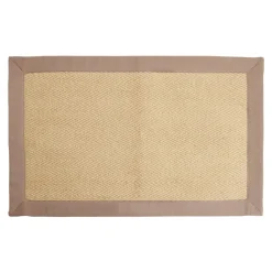 Tapis rectangulaire jute et bord uni 50x80cm (2 modèles noir ou marron)