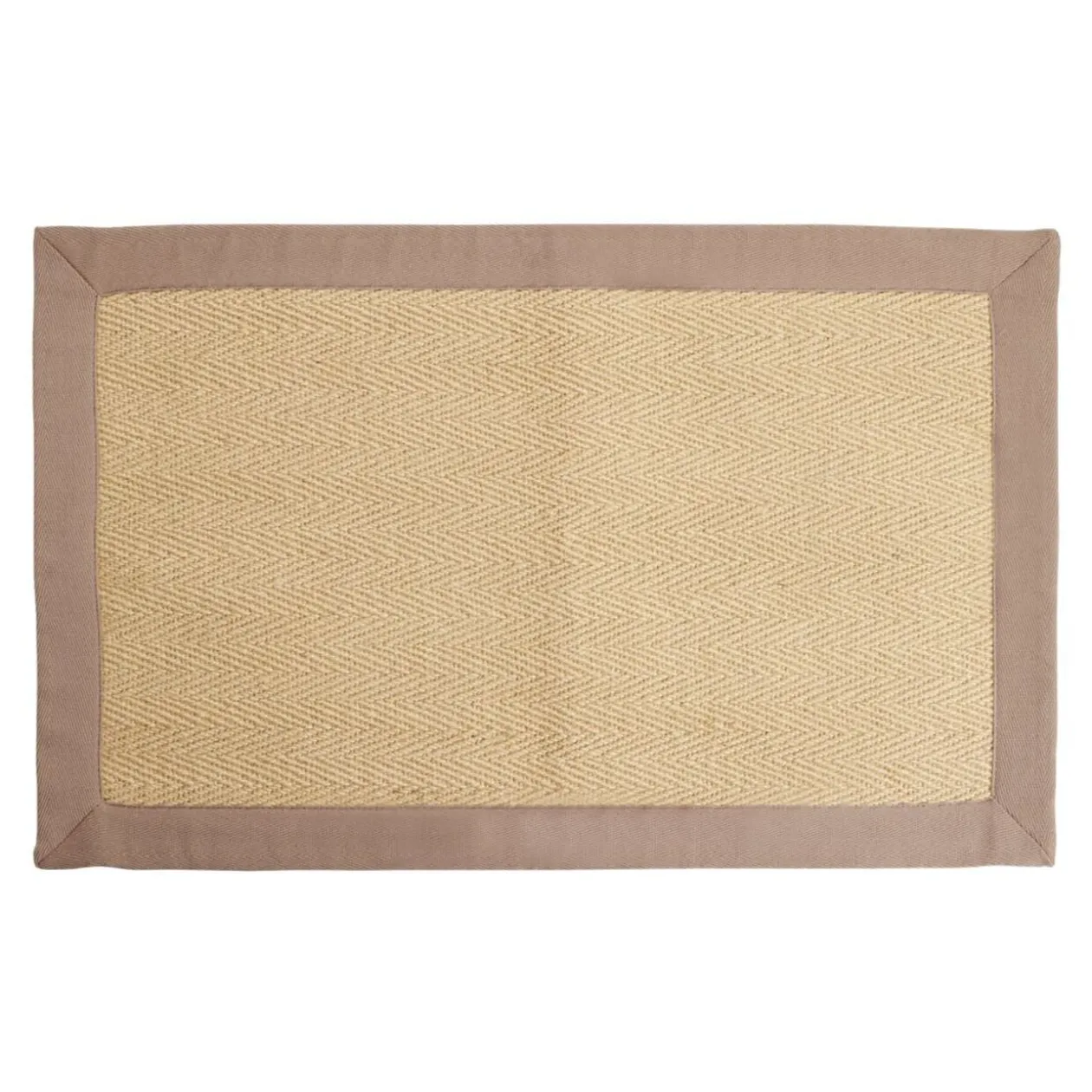 Tapis rectangulaire jute et bord uni 50x80cm (2 modèles noir ou marron)