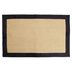 Tapis rectangulaire jute et bord uni 50x80cm (2 modèles noir ou marron)