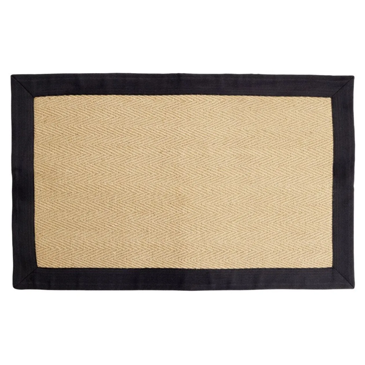 Tapis rectangulaire jute et bord uni 50x80cm (2 modèles noir ou marron)