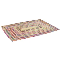 Tapis rectangulaire jute et coton Chindi multicolore 120x170cm