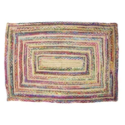 Tapis rectangulaire jute et coton Chindi multicolore 120x170cm