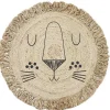 Tapis rond en jute avec franges design Lion Ø90 cm