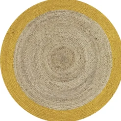 Tapis rond jute bordure jaune Ø90cm < Gifi Online