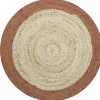 Tapis rond jute bordure terracotta Ø90cm