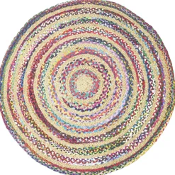 Tapis rond jute et coton Chindi multicolore Ø120cm < Gifi Clearance