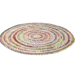 Tapis rond jute et coton Chindi multicolore Ø120cm < Gifi Clearance