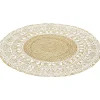Tapis rond jute motif contour blanc