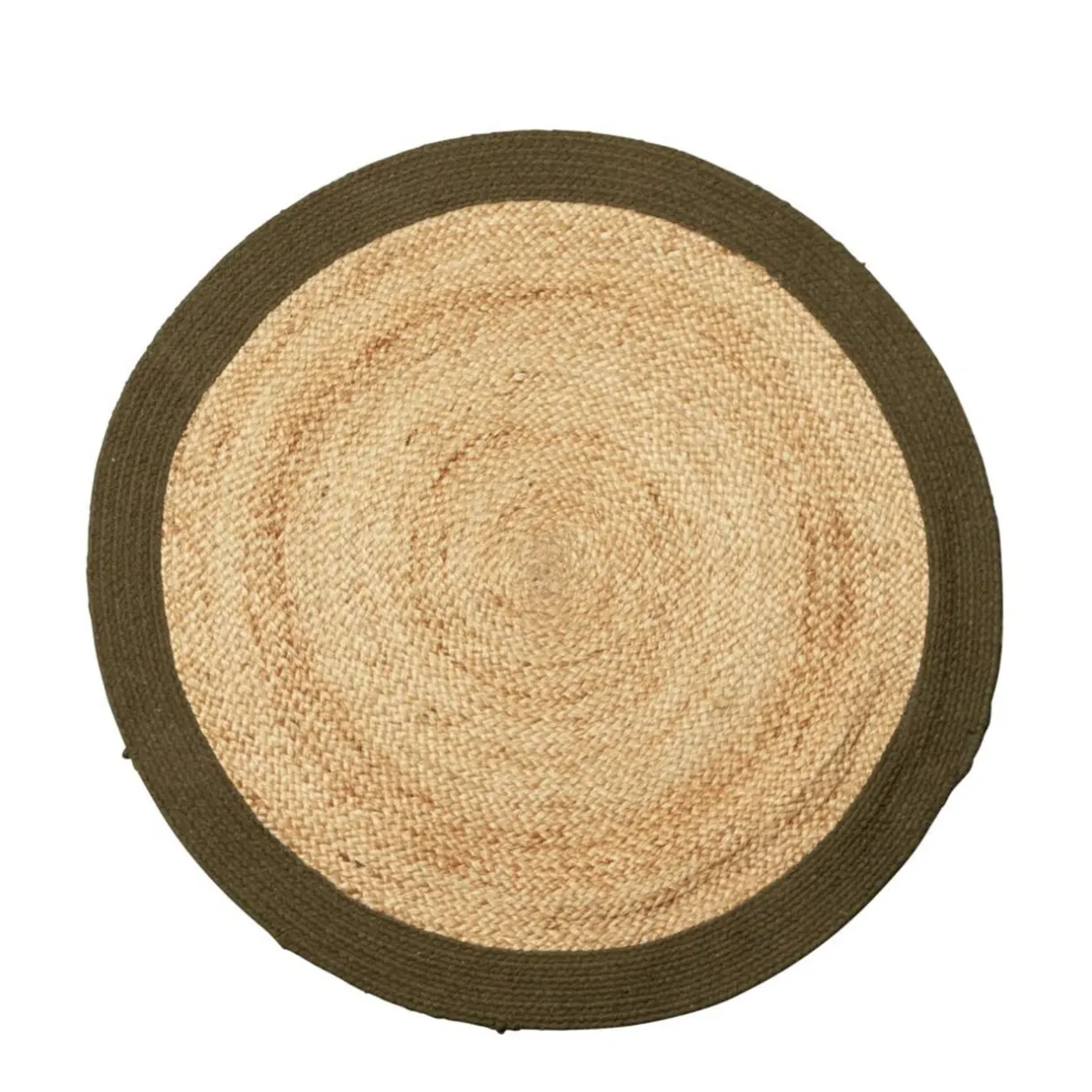 Tapis rond jute naturel contour vert Ø90cm < Gifi Outlet