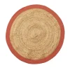 Tapis rond jute naturel contour terracotta Ø90cm
