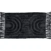 Tapis salle de bain frange coton noir 50x80cm