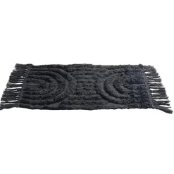 Tapis salle de bain frange coton noir 50x80cm