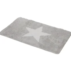 Tapis salle de bain gris motif étoile 45x75 cm