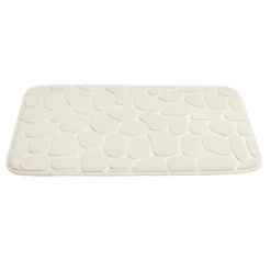Tapis salle de bain motif galet beige 40x60cm