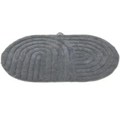 Tapis salle de bain ovale coton texturé gris anthracite 45x70cm