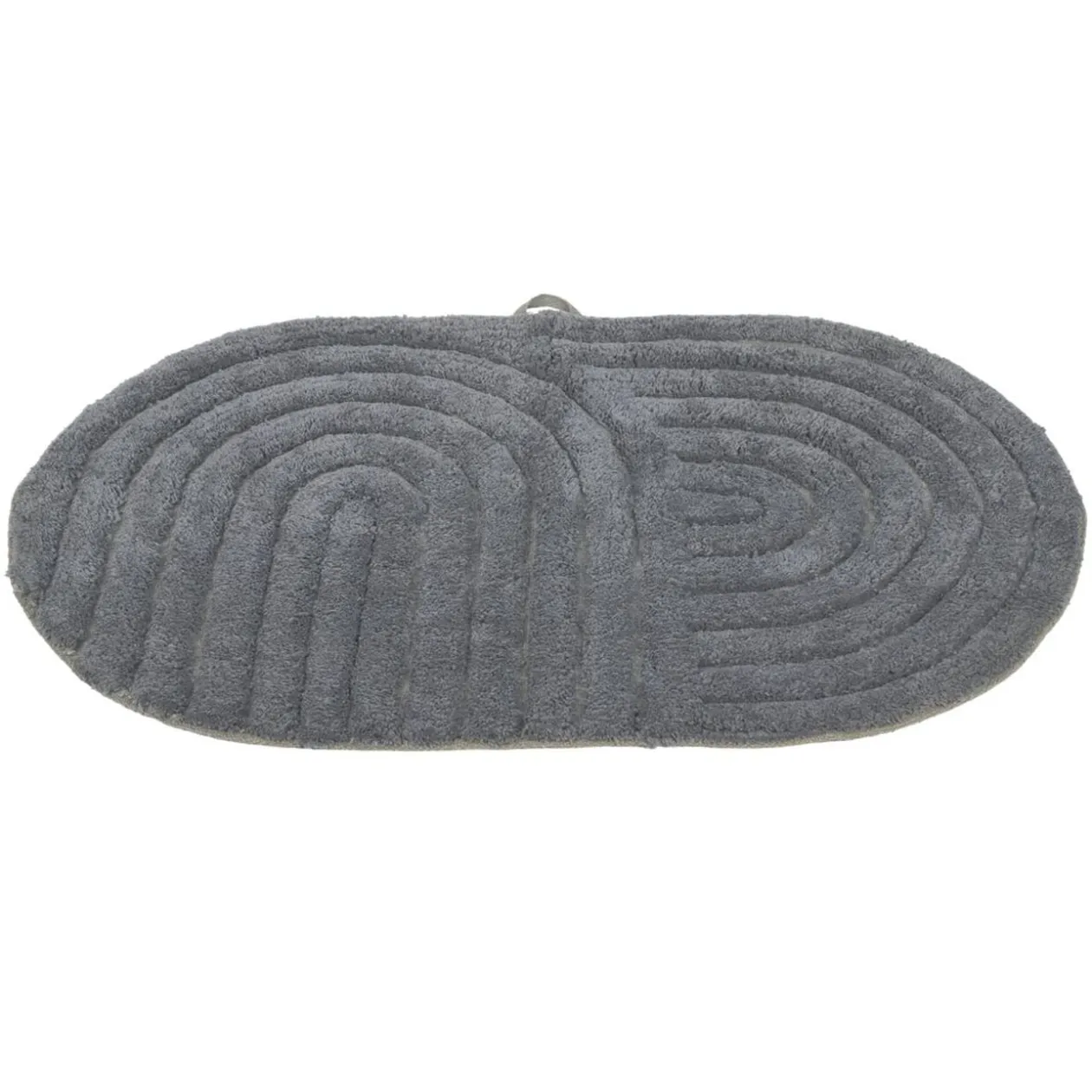 Tapis salle de bain ovale coton texturé gris anthracite 45x70cm
