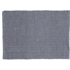 Tapis salle de bain rectangulaire polycoton quadrillé gris 45x70cm < Gifi New