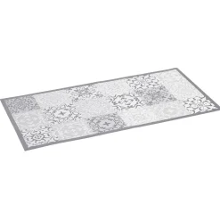 Tapis vinyle imprimé carreau de ciment gris L.99 cm