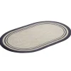 Tapis vinyle ovale imprimé tressé naturel et noir 38x60cm < Gifi Discount