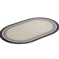 Tapis vinyle ovale imprimé tressé naturel et noir 38x60cm < Gifi Discount