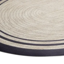 Tapis vinyle ovale imprimé tressé naturel et noir 38x60cm < Gifi Discount