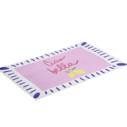 Tapis vinyle rectangulaire Ciao Bella blanc rose bleu 38x60cm < Gifi Discount