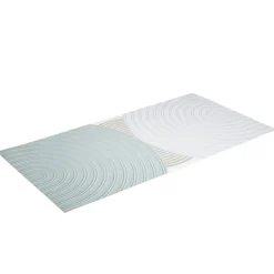 Tapis vinyle rectangulaire motif arrondi superposé beige et bleu 50x100cm < Gifi Best