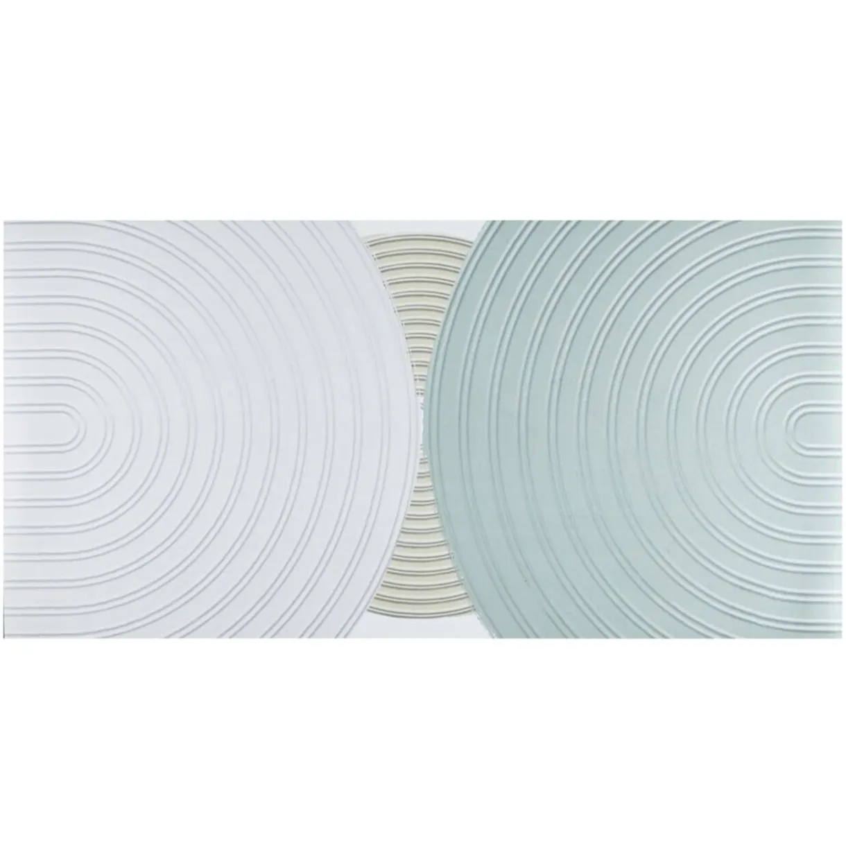 Tapis vinyle rectangulaire motif arrondi superposé beige et bleu 50x100cm < Gifi Best