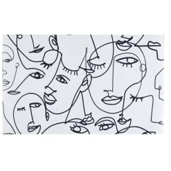 Tapis vinyle rectangulaire visages line art esprit Picasso blanc noir 38x60cm < Gifi Clearance