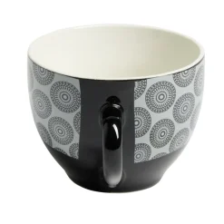 Tasse à café en porcelaine motif rosace noir blanc 22 cl