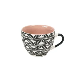 Tasse à café en porcelaine motif graphique noir blanc 22 cl < Gifi Outlet