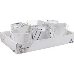 Tasse à café en verre anse métal x6