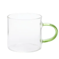 Tasse à café x4 en verre anse colorée Ø5xH5cm
