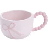 Tasse dolomite motif noeud anse façon perle blanc et rose Ø10xH7cm < Gifi Outlet