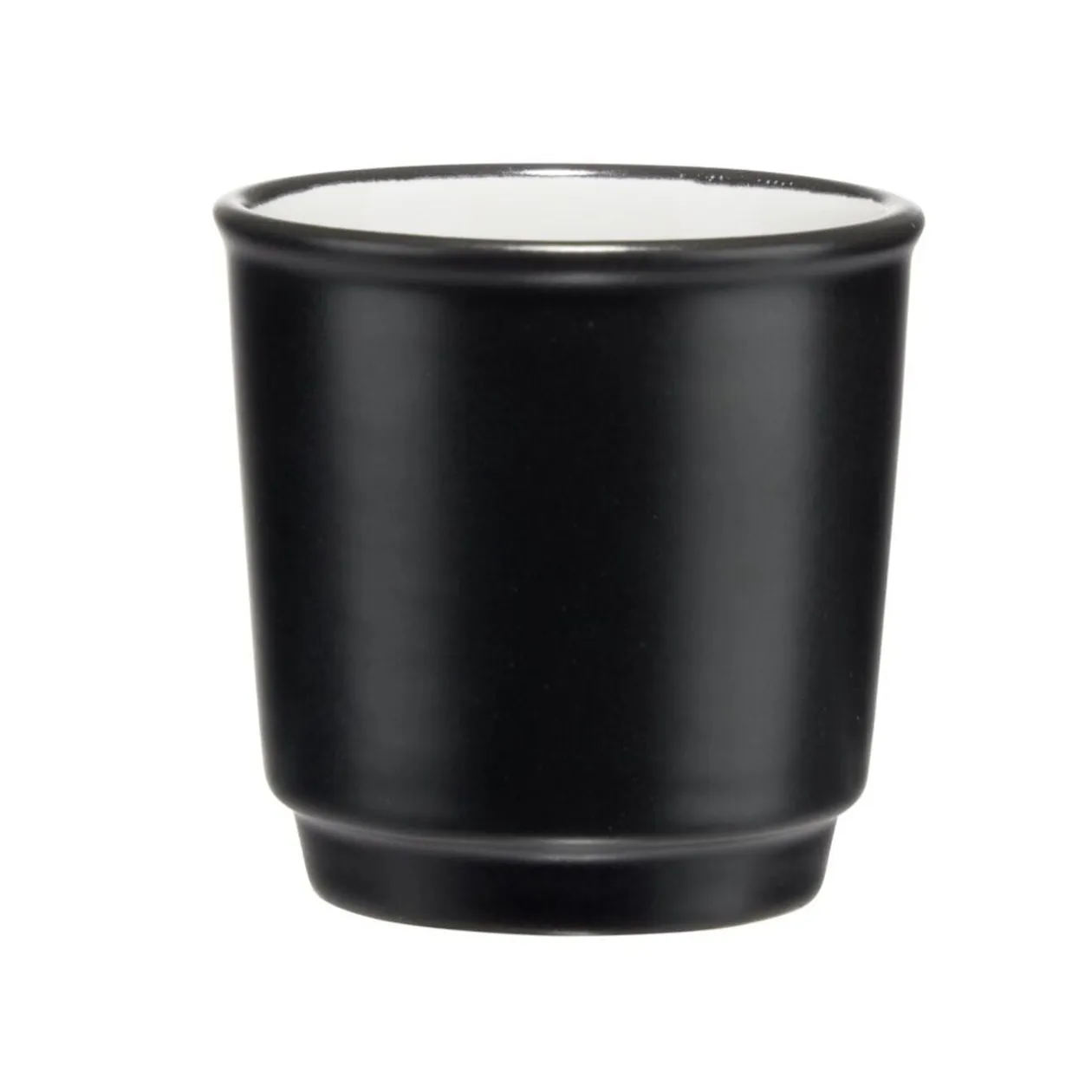 Tasse en grès espresso sans anse noir intérieur blanc 9cl Ø6,2xH6,2cm