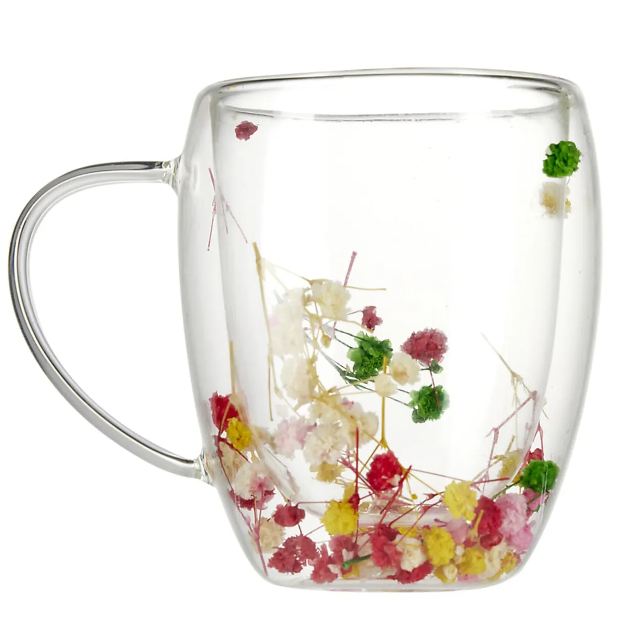 Tasse en verre double paroi avec fleurs séchées 350ml < Gifi Clearance