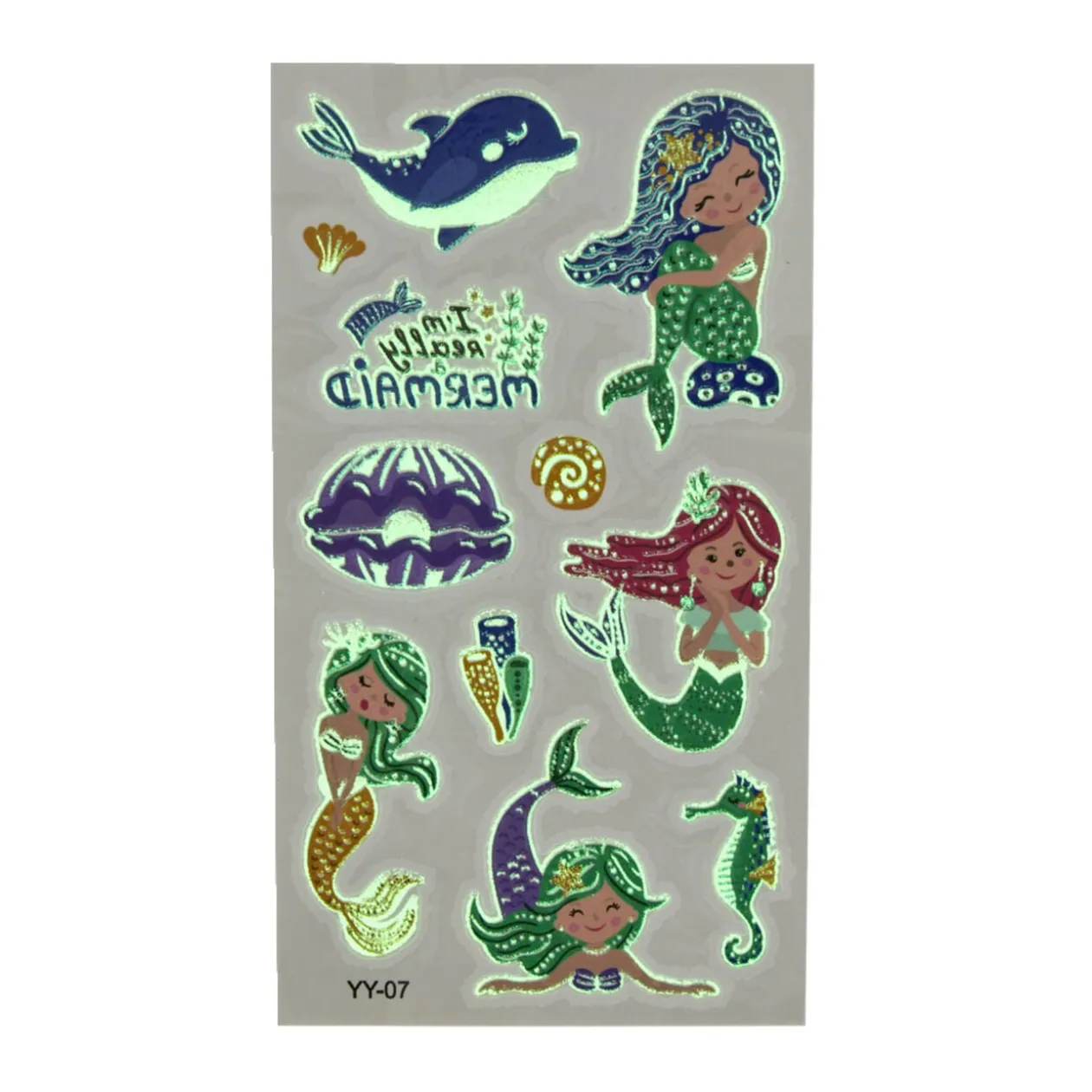 Tatouage enfant éphémère phosphorescent 3 feuillets (2 modèles)
