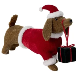Teckel de Noël à poser marron et rouge L32cm < Gifi Sale