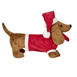 Teckel de Noël à poser marron et rouge L32cm < Gifi Sale