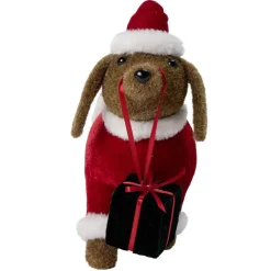 Teckel de Noël à poser marron et rouge L32cm < Gifi Sale