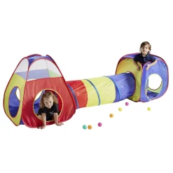 Tente tunnel enfant tricolore avec sac de transport L300cm < Gifi Best