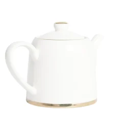 Théière 1L faïence blanc et doré Ø12xH15xm